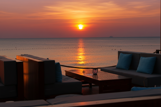 Khung cảnh b&atilde;i D&agrave;i l&uacute;c ho&agrave;ng h&ocirc;n. Ảnh: Sheraton Phu Quoc